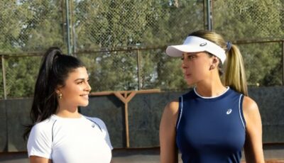 ريم مصطفى تمارس التنس على طريقة ماريا شاربوفا